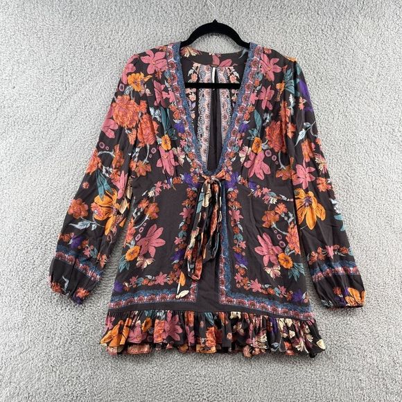 Free People Violet Hill printed tunic boho mini dress size 2 - Picture 4 of 11